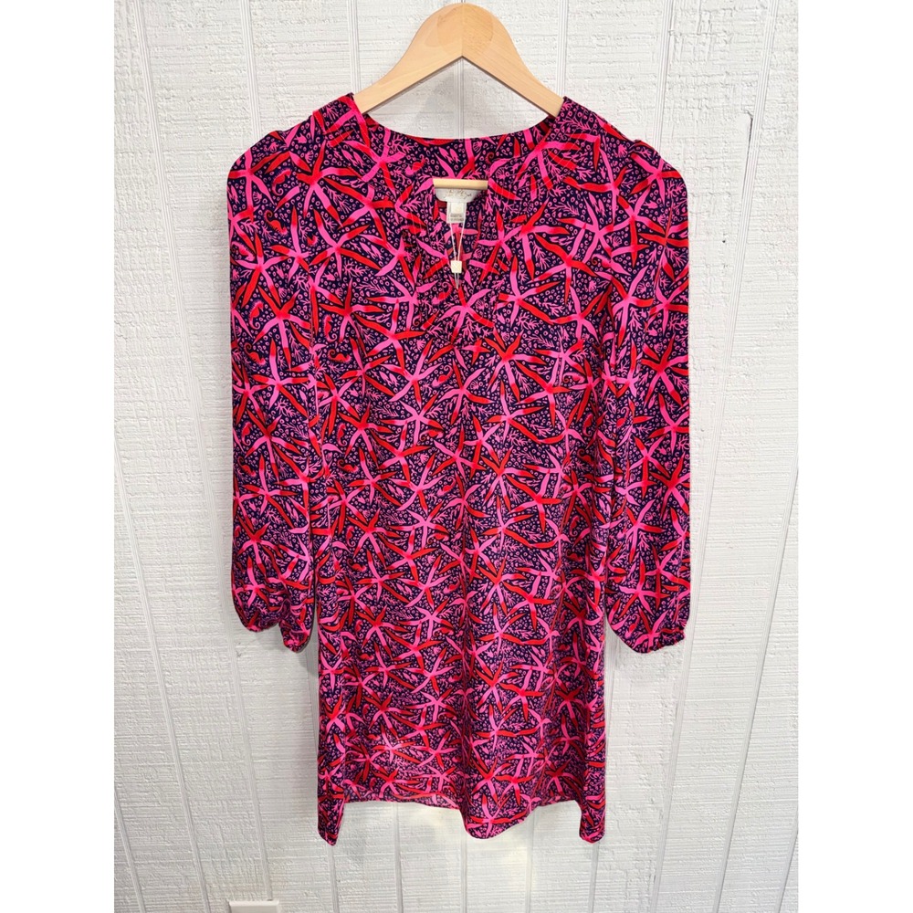 Lilly Pulitzer Olivine Dress Women Pink Star Searching Starfish NWT 00